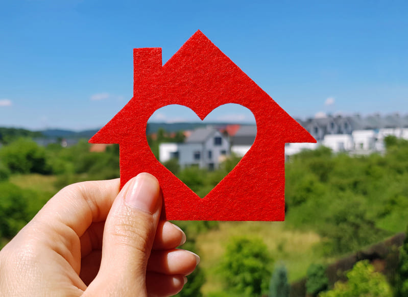 house cut out with heart in middle