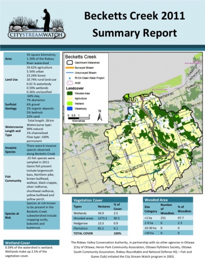 Becketts Creek 2011 - Summary Report