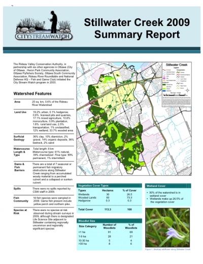 Stillwater Creek 2009 - Summary Report